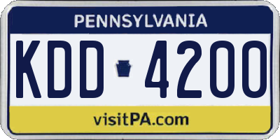 PA license plate KDD4200