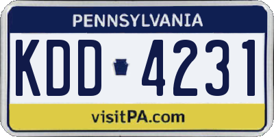 PA license plate KDD4231