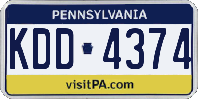 PA license plate KDD4374