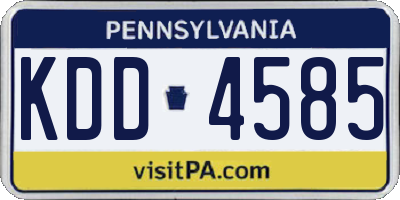PA license plate KDD4585