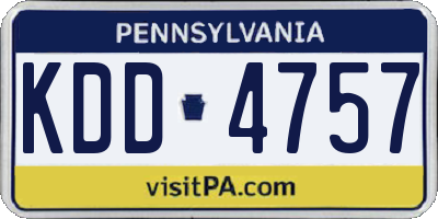 PA license plate KDD4757