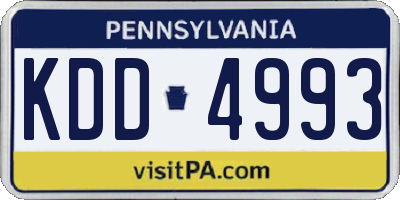 PA license plate KDD4993