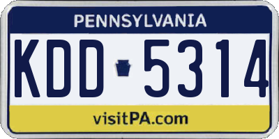 PA license plate KDD5314