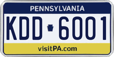 PA license plate KDD6001