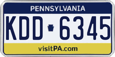 PA license plate KDD6345