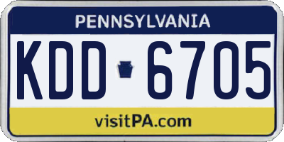 PA license plate KDD6705