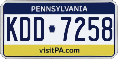 PA license plate KDD7258