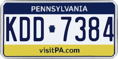 PA license plate KDD7384