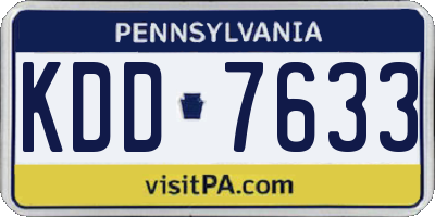 PA license plate KDD7633