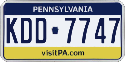 PA license plate KDD7747