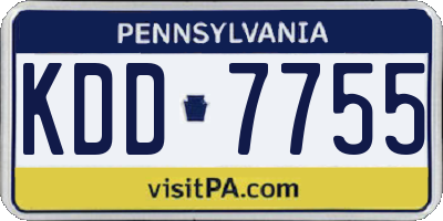 PA license plate KDD7755