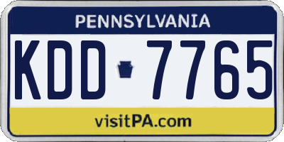 PA license plate KDD7765
