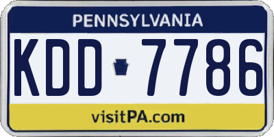 PA license plate KDD7786