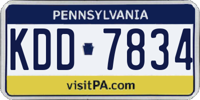 PA license plate KDD7834
