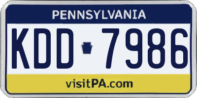 PA license plate KDD7986