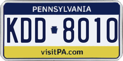 PA license plate KDD8010