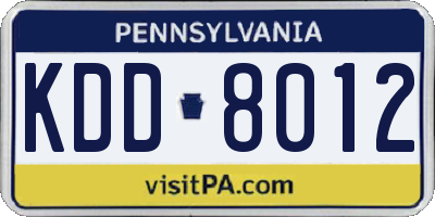 PA license plate KDD8012
