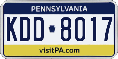 PA license plate KDD8017