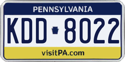 PA license plate KDD8022