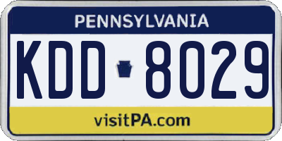 PA license plate KDD8029