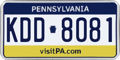 PA license plate KDD8081