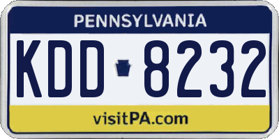PA license plate KDD8232