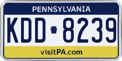 PA license plate KDD8239