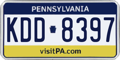 PA license plate KDD8397