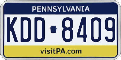 PA license plate KDD8409