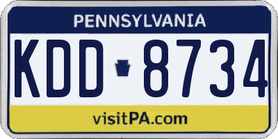 PA license plate KDD8734