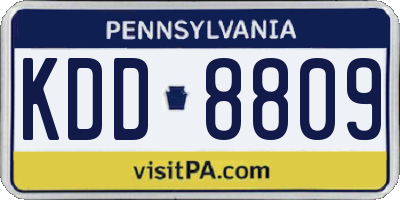 PA license plate KDD8809
