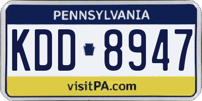 PA license plate KDD8947