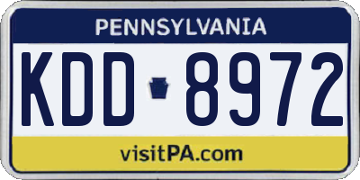 PA license plate KDD8972