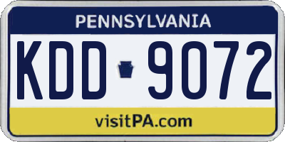PA license plate KDD9072