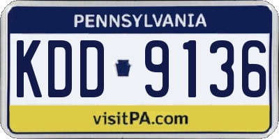 PA license plate KDD9136
