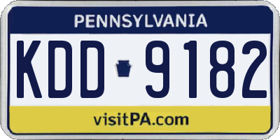 PA license plate KDD9182