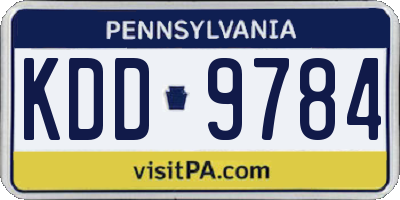 PA license plate KDD9784