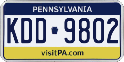 PA license plate KDD9802