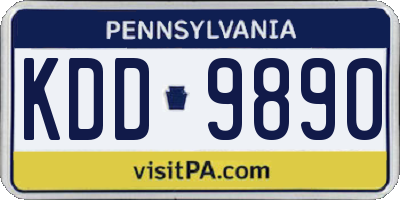 PA license plate KDD9890