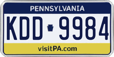 PA license plate KDD9984