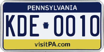 PA license plate KDE0010