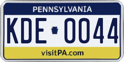 PA license plate KDE0044