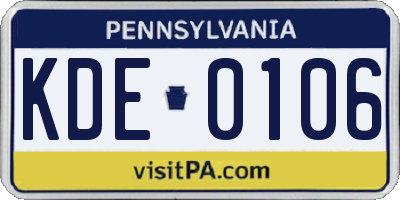 PA license plate KDE0106