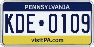 PA license plate KDE0109