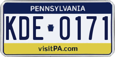 PA license plate KDE0171