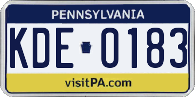PA license plate KDE0183