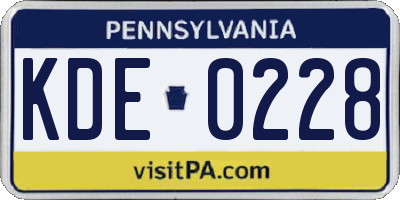 PA license plate KDE0228