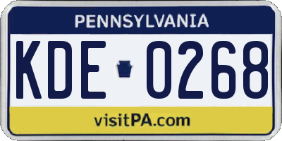 PA license plate KDE0268