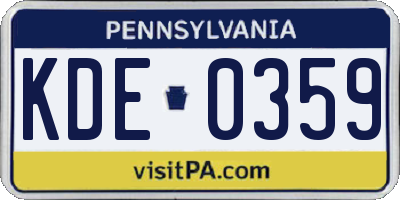 PA license plate KDE0359