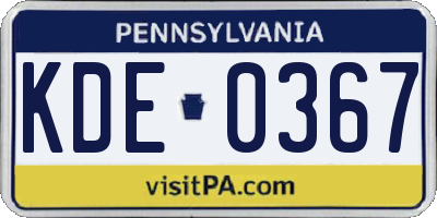 PA license plate KDE0367